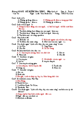 Đề kiểm tra  mônlịnh sử lớp 6 tuần1